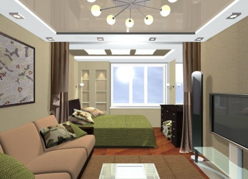 Интерьер и дизайн гостиной совмещенной со спальней: современные идеи