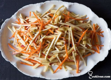 Салат из корня сельдерея с яблоком и морковью – рецепт с фото