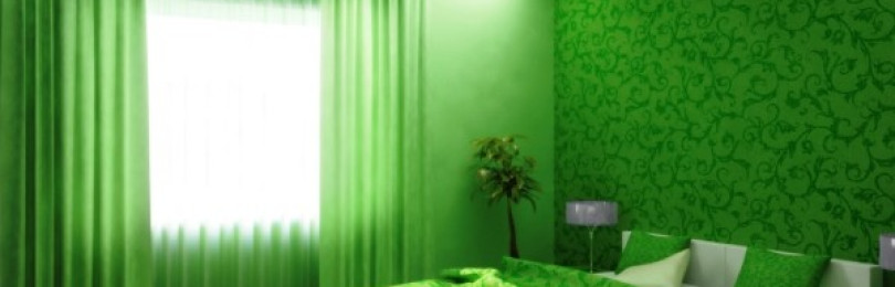 Обои зеленого и салатового цвета для спальни