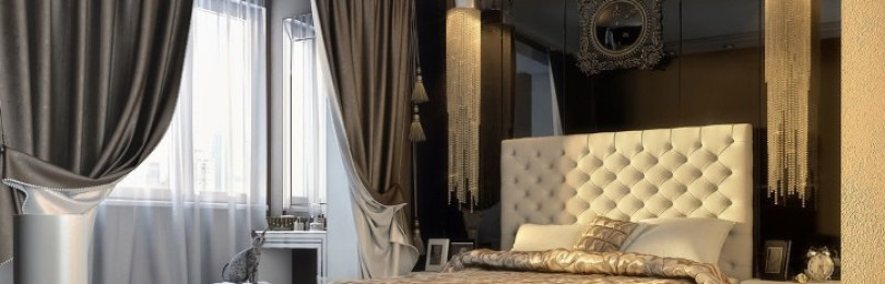 Шторы в спальню с балконом: стиль оформления и цветовые оттенки