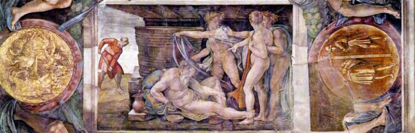 Описание композиции микеланджело «опьянение ноя»