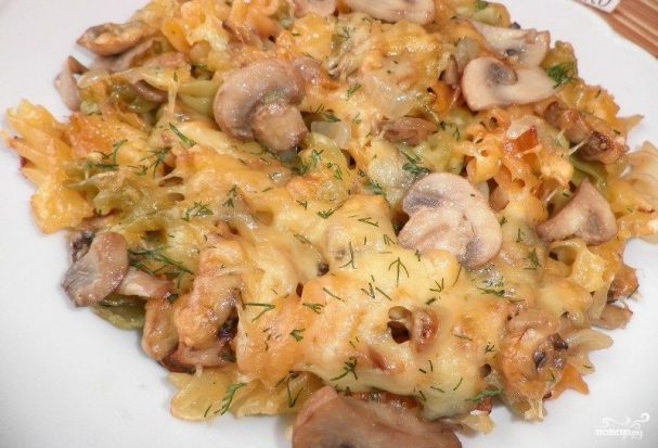 Макароны с шампиньонами: фото, рецепты, как приготовить грибы в духовке, мультиварке или на сковороде