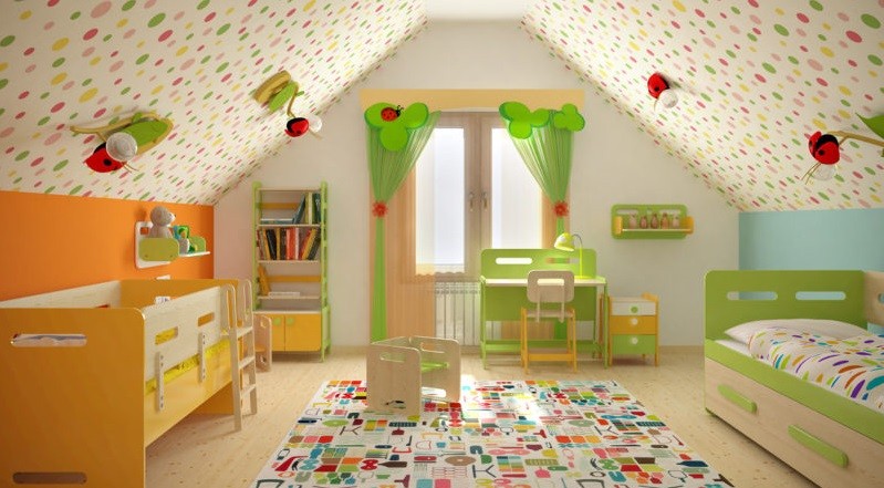 Дизайн мансарды: оформление детской комнаты и спальни