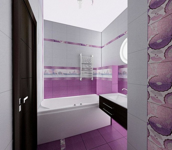 Фиолетовый цвет в дизайне ванной комнаты