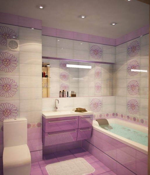 Фиолетовый цвет в дизайне ванной комнаты