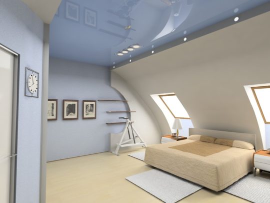 Мансардный натяжной потолок — оригинальное и практичное решение
