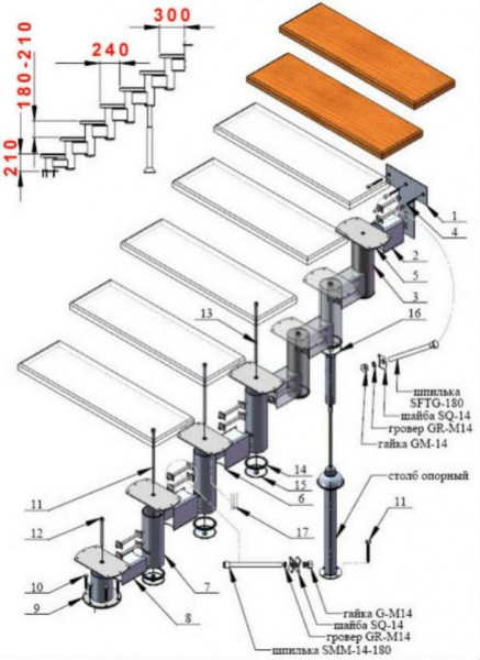 Модульная лестница из металла своими руками: чертеж и монтаж