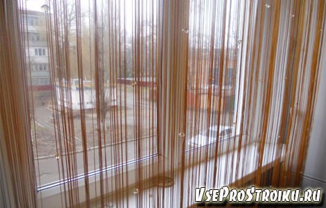 Нитяные шторы в интерьере – преимущество и фото