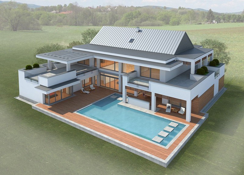 Проект дома с бассейном