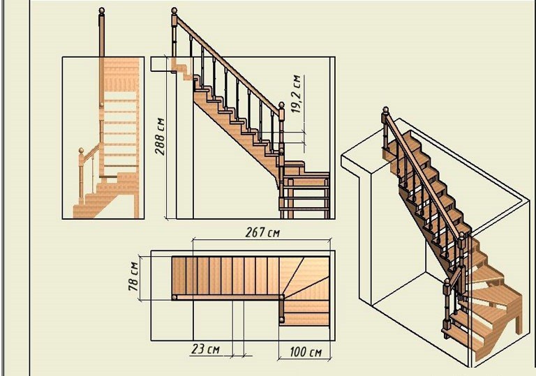 Рассчитать лестницу с поворотом на 180 и 90 градусов