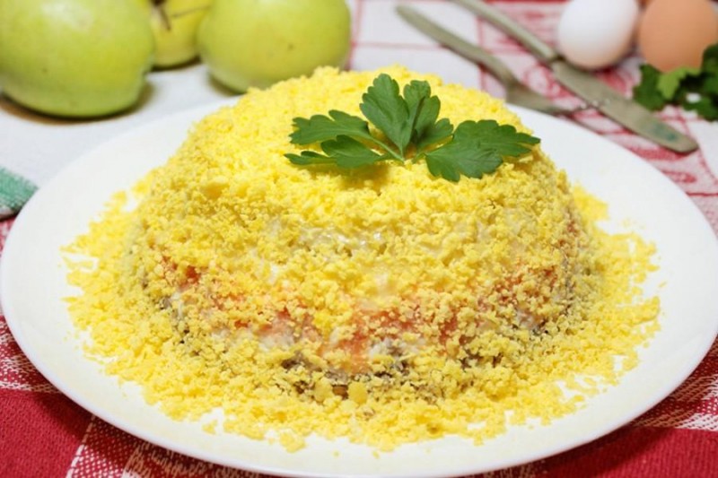 Салат «мимоза» с плавленым сыром, рецепт с фото