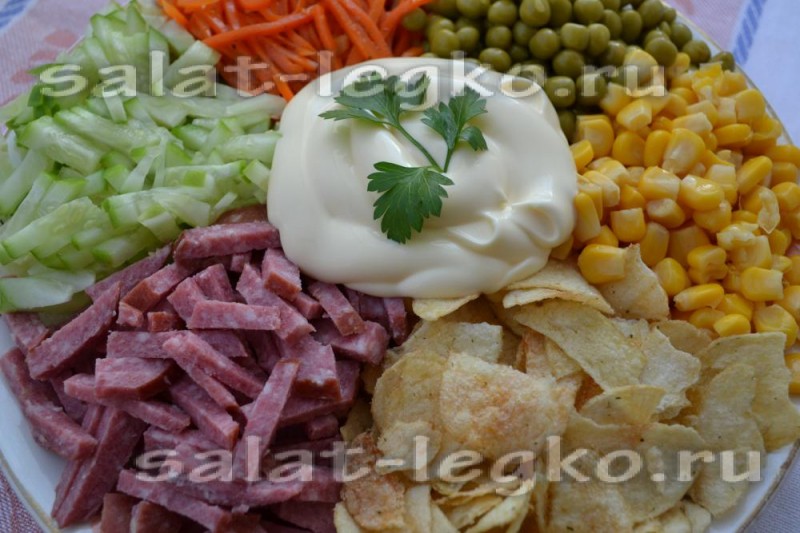 Салат ромашка с чипсами рецепт с фото
