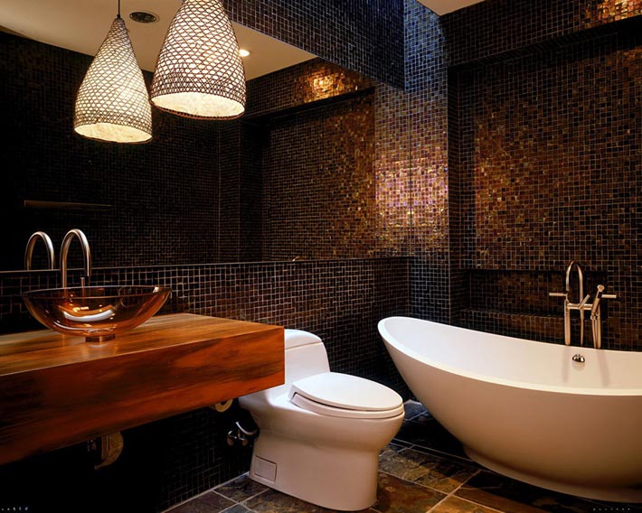 Темные цвета в дизайне интерьера ванной комнаты